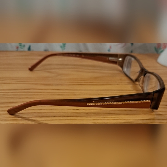 EUC Furla Virgine Brown & Maroon Reading Eyeglass Glasses Frames w/ Gold Tone - Picture 3 of 7